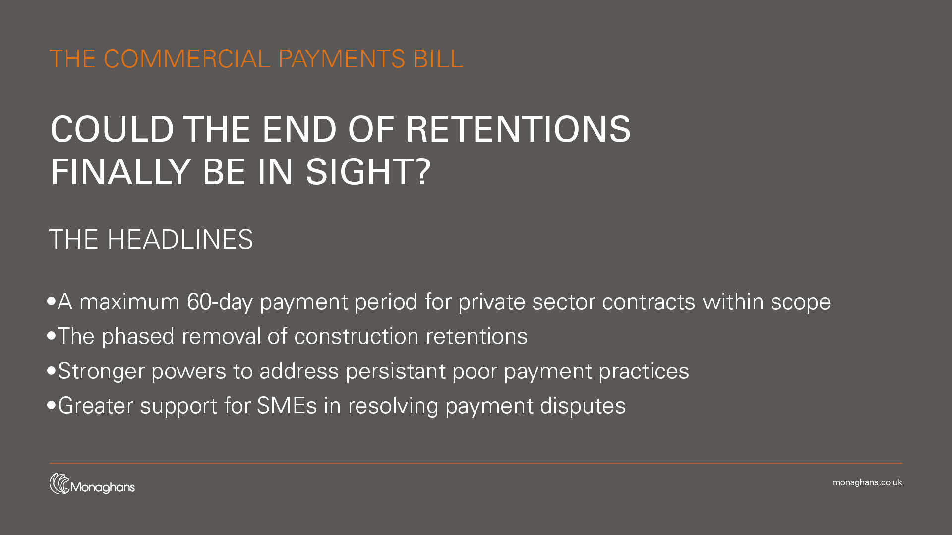 The commercial payments bill: could the end of retentions be in sight?