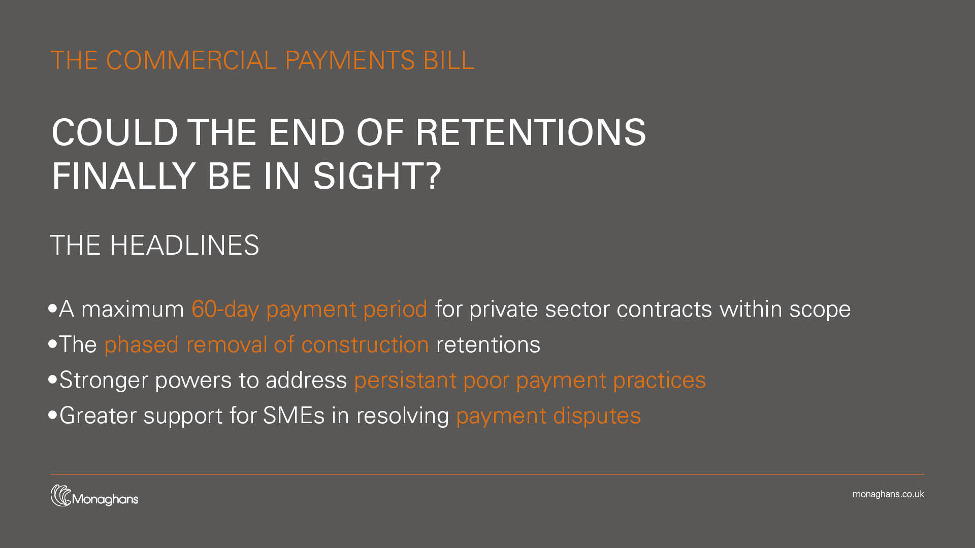 The commercial payments bill: could the end of retentions be in sight?